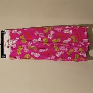 ❤️ MACBETH MARGARET JOSEPHS PINEAPPLE PRINT LINEN BLEND WIDE LEG PANTS, XS